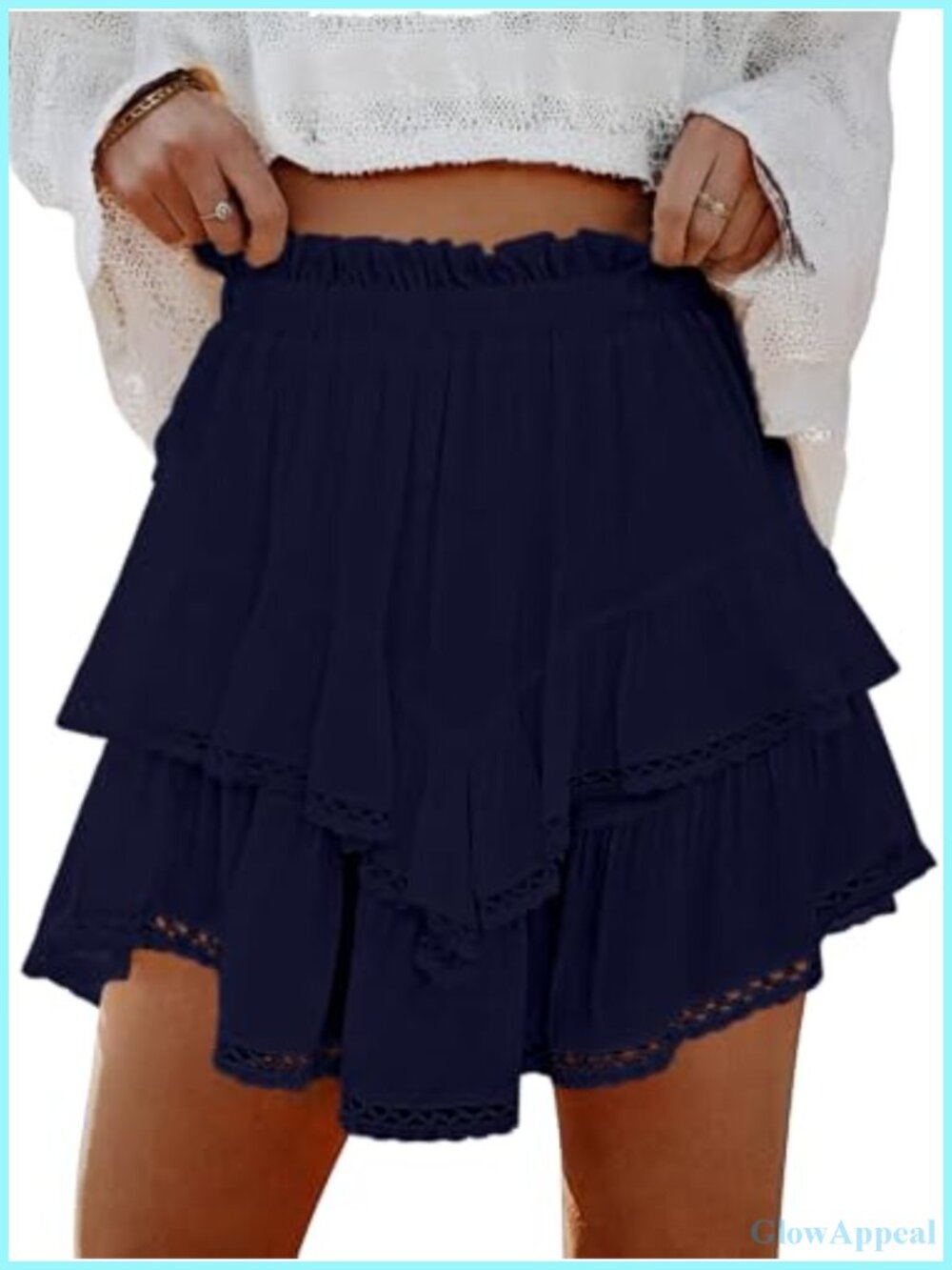 High Waisted Ruffle Tiered Flowy Skorts for Women with Shorts Underneath